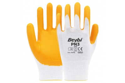 Beybi Pn3 Sarı Polyester Örgü Nitril İş Eldiveni (288 Çift)