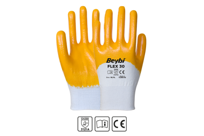 Beybi Flex 30 Nitril Kaplı Pamuk Eldiven (360Çift)