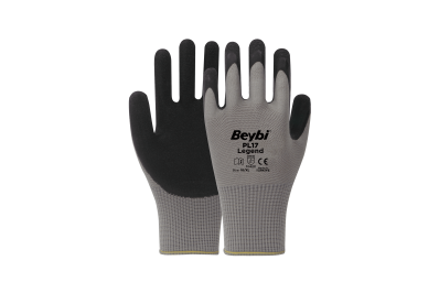 Beybi PL17 Legend Siyah Polyester Örme Lateks Eldiven (288 Çift)