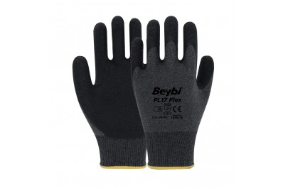 Beybi PL17 Flex Siyah Lateks Kaplı Polyester Likralı Eldiven (288 Çift)