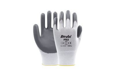 Beybi Pn3 Gri Polyester Örgü Nitril İş Eldiveni (288 Çift)