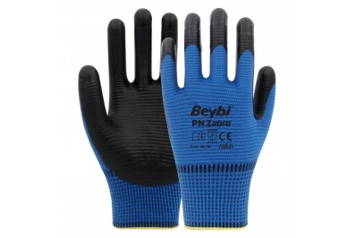 Beybi PN Zebra Mavi Polyester Örme Nitril İş Eldiveni (288 Çift)