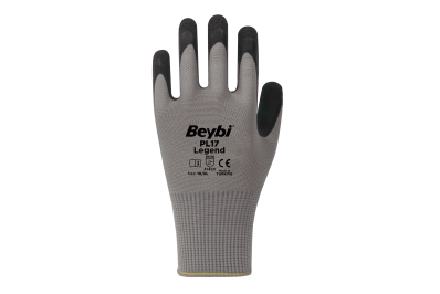 Beybi PL17 Legend Siyah Polyester Örme Lateks Eldiven (288 Çift)