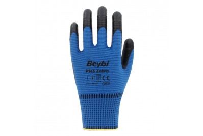 Beybi Pn3 Zebra Mavi Nitril Kaplı Polyester İş Eldiveni (288 Çift)