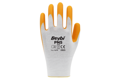 Beybi Pn5 Sarı Polyester Nitril İş Eldiveni (288 Çift)