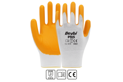 Beybi Pn5 Sarı Polyester Nitril İş Eldiveni