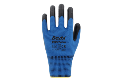 Beybi PN5 Zebra Mavi Polyester Örme Nitril İş Eldiveni (288 Çift)