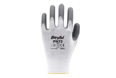Beybi Pn72 Gri Polyester Örgü Nitril İş Eldiveni (288Çift)